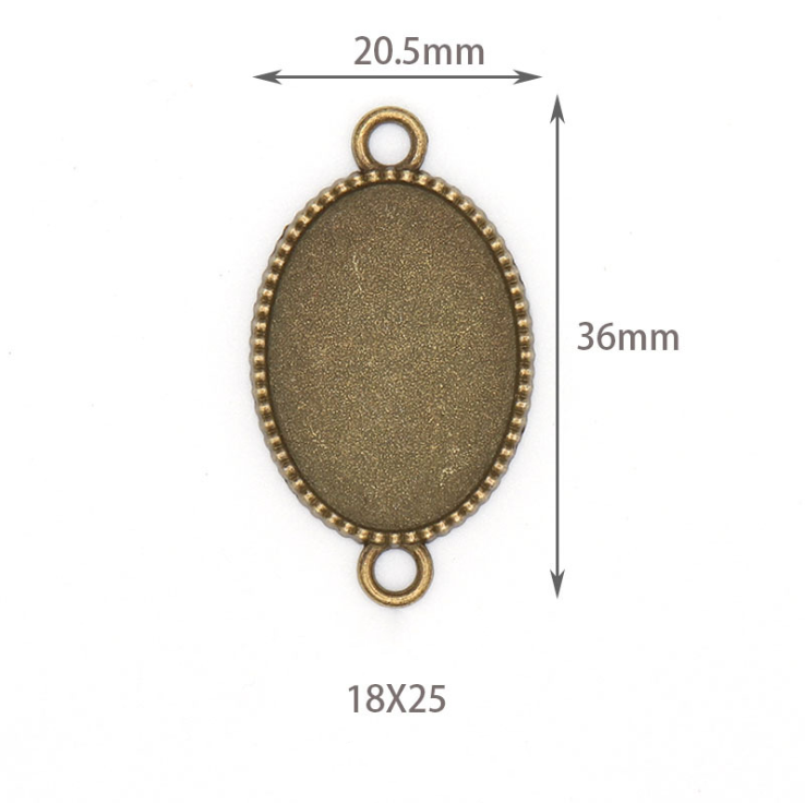 Factory Direct Sales Fit 18mmx25mm Teeth Border Oval Base Setting Connector Blank Pendant Tray For Jewelry