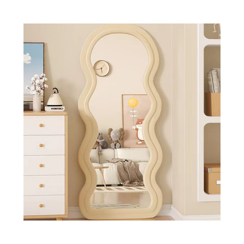 Body mirror full length girls' bedroom living room decoration floor stand dressing mirror fashion wave mirror