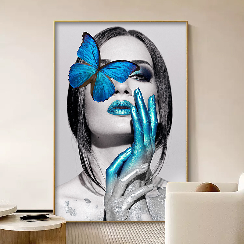 High Definition Printmaking  Figures And Butterfly Crystal Porcelain Paintings Modern Popular Metal Wall Art