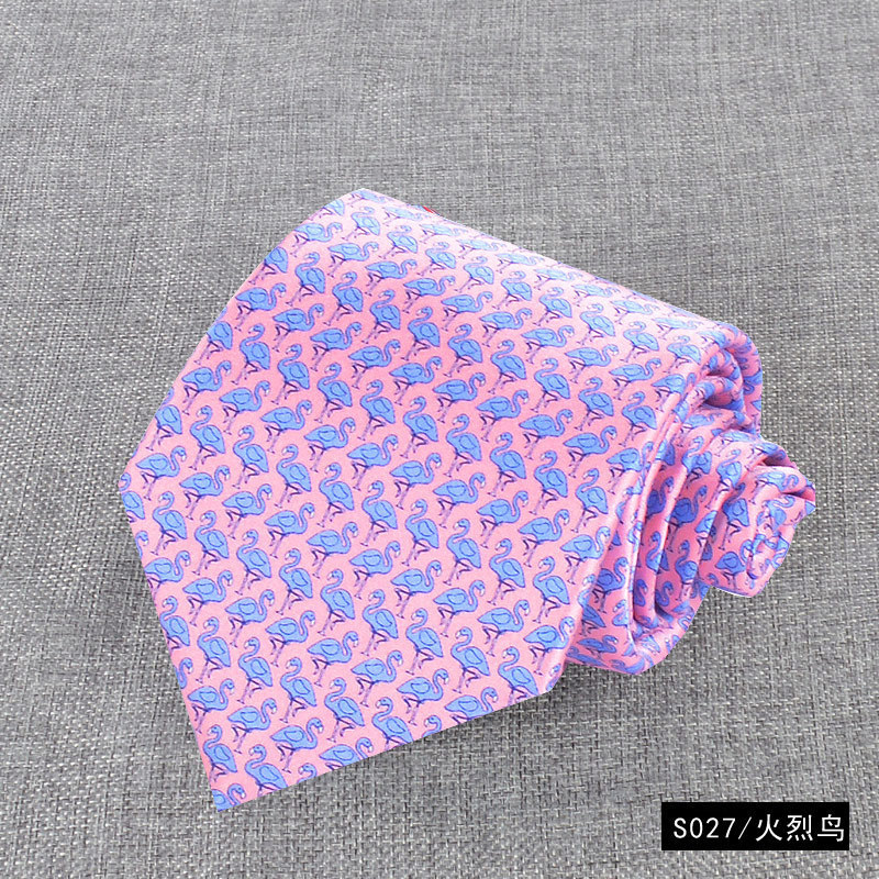 Trendy silk print tie men's business light luxury high-end animal print men tie custom logo