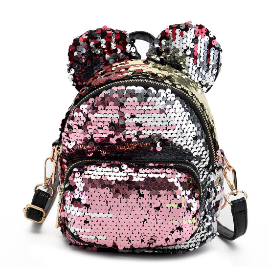 2018 hot sale magic mermaid reversible sequin backpack, wholesale polyester custom sequin backpack bag for children