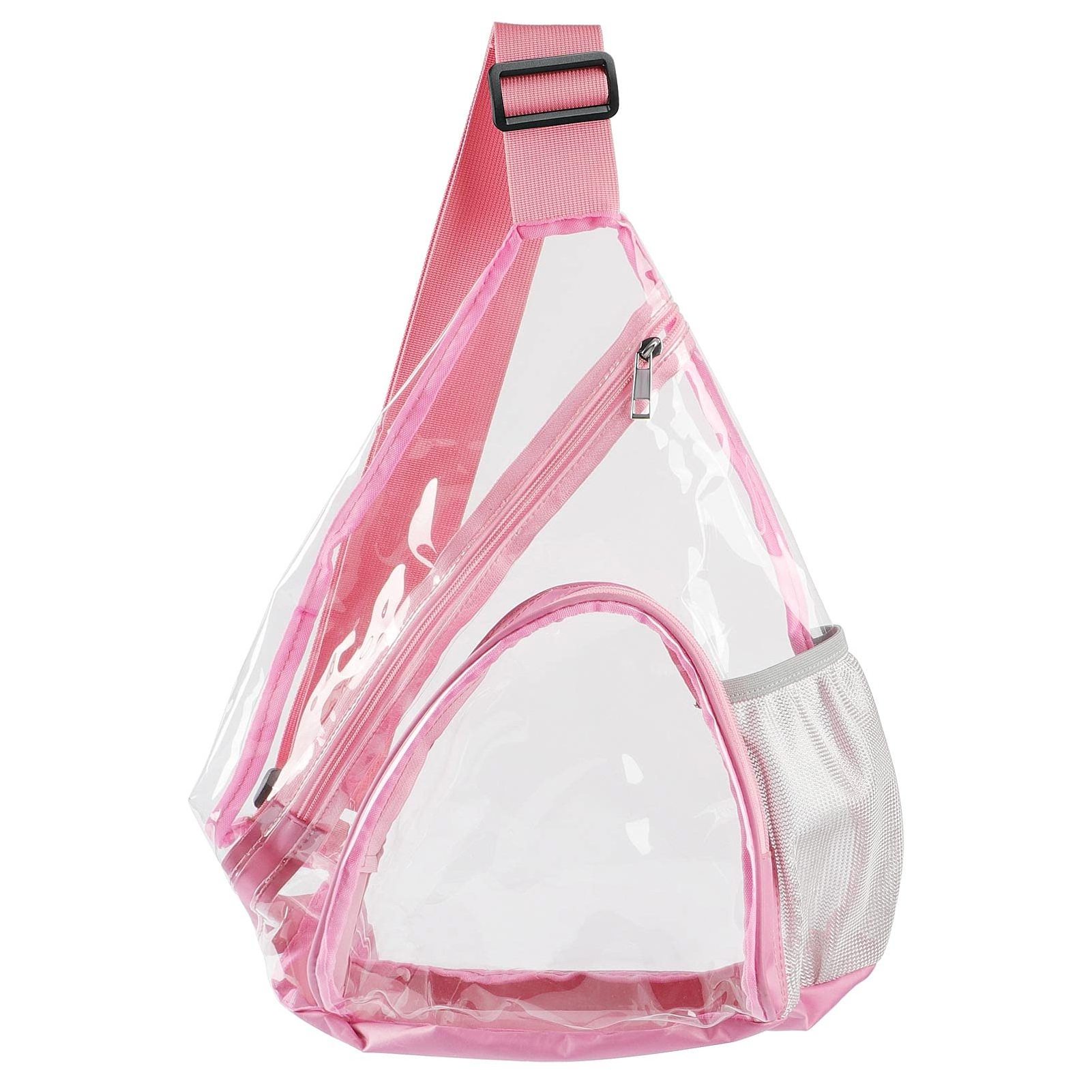 Wholesale fashion transparent PVC waterproof crossbody shoulder backpack with zipper Stadium Approved clear sling bag for women