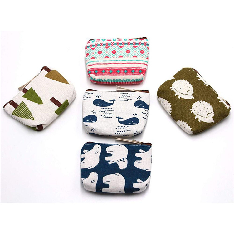 Wholesale Adorable Animal Canvas Change Coin Purse Wallet Bag Custom Coin Purse