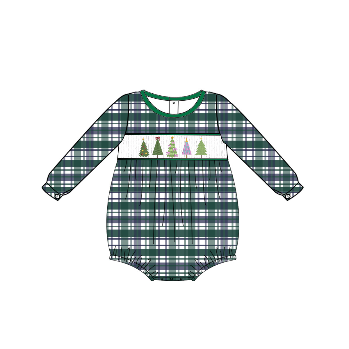 Puresun children's boutique clothing Christmas tree baby boy clothing set smocked children clothing