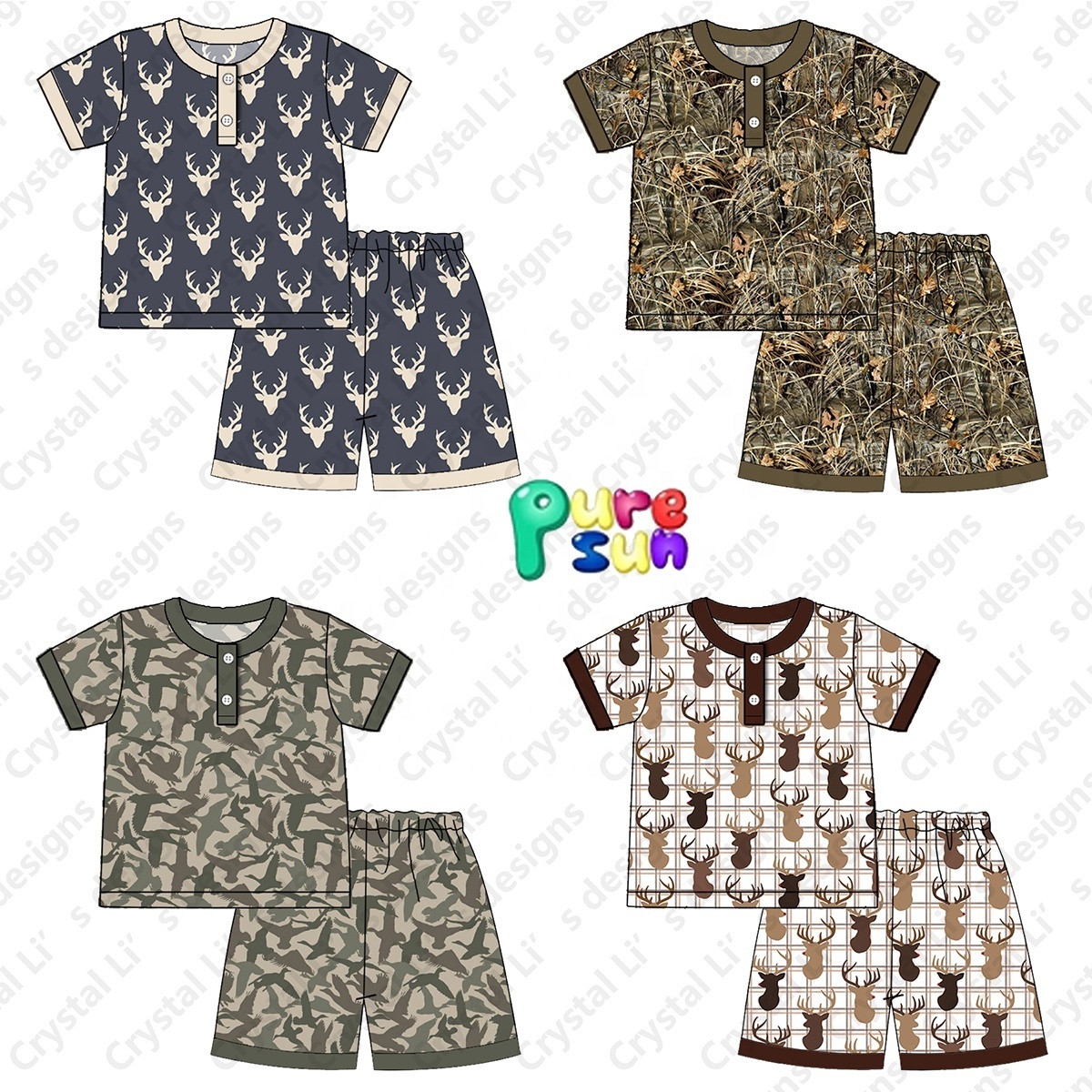 Latest Design Short Pajama Boys Custom Print Kids Baby 100% Cotton Boys Sleepwear Children Wholesale Boy Shorts Pajamas