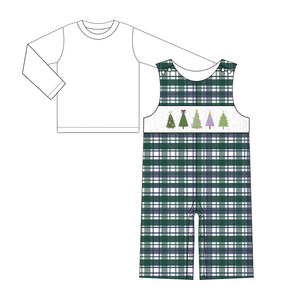 Puresun children's boutique clothing Christmas tree baby boy clothing set smocked children clothing