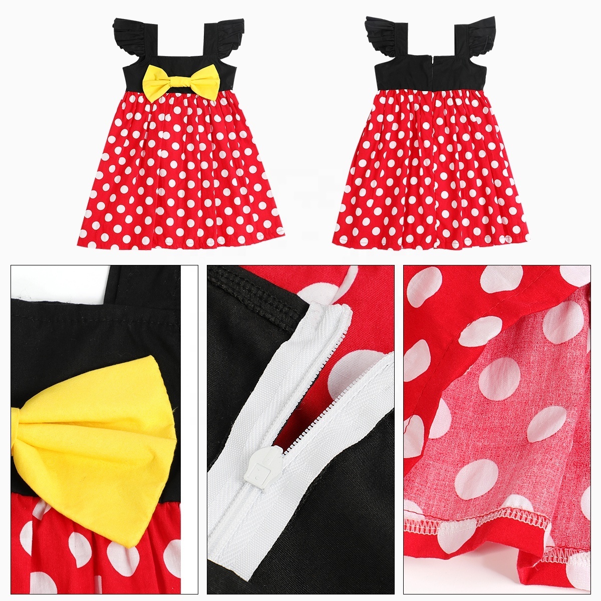 2024 Baby Girl Dress Lovely Red Polka Dot Summer Baby Sleeveless Dresses for Girls Cotton Princess Skirt