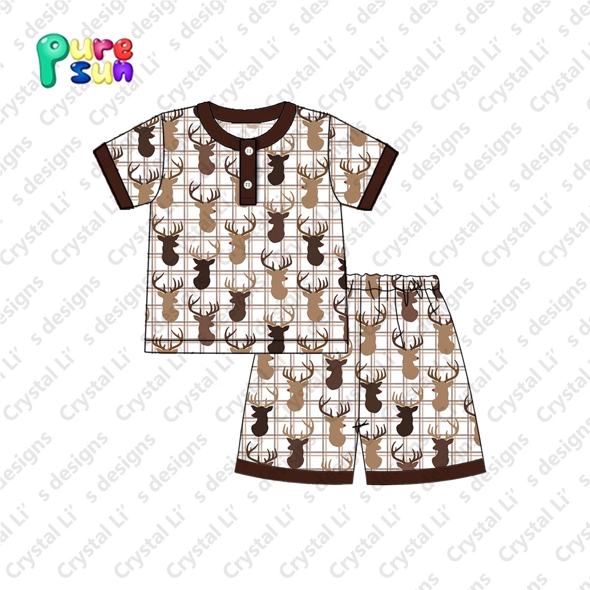 Latest Design Short Pajama Boys Custom Print Kids Baby 100% Cotton Boys Sleepwear Children Wholesale Boy Shorts Pajamas