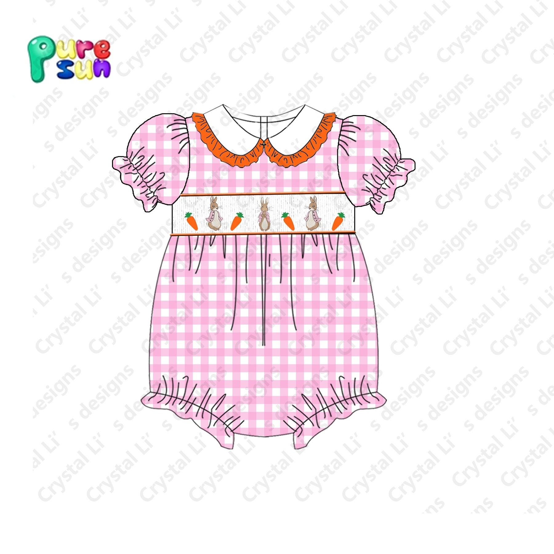 Wholesale Smocked Dresses Easter Smocked Baby Girls Dress Easter Girl Pink Gingham Smocked Dress For Kids