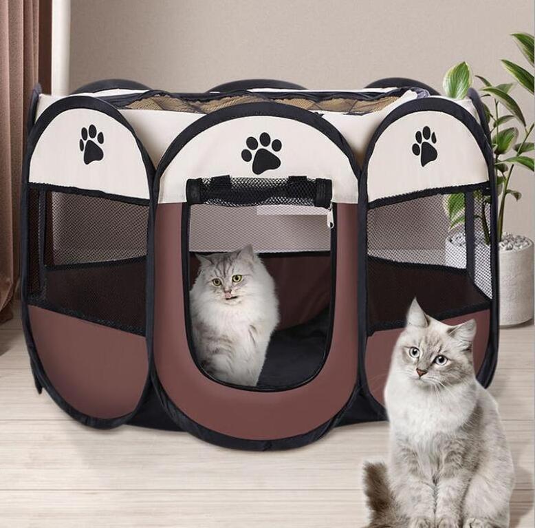 Pet Foldable Playpen Dog Portable Exercise Kennel Tent  with Removable Mesh Shade Cover for Travel Indoor Outdoor