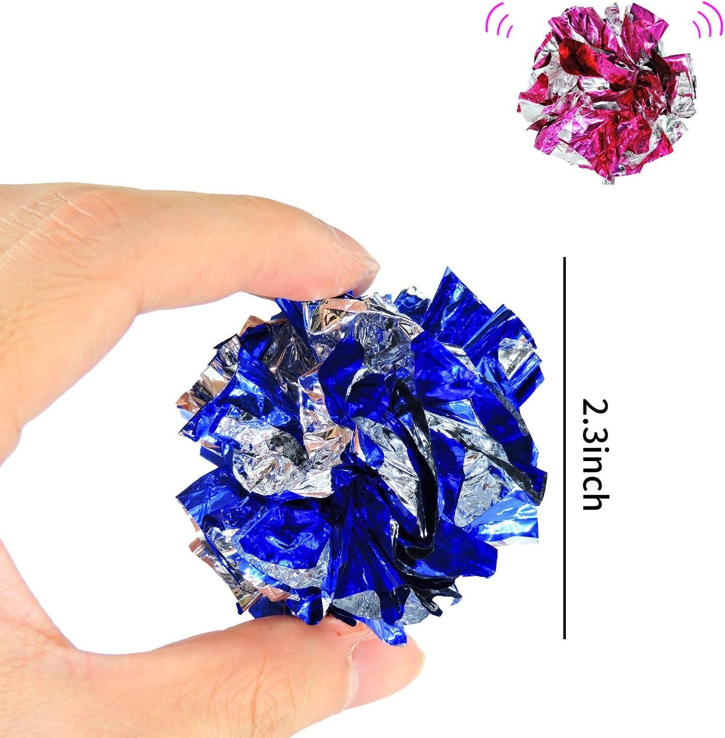 2.36 inch colorful mylar cat Crinkle Balls Candy-colored rattling paper ball pet kitten interactive toys pet supplies with Sound