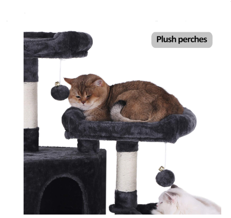 Multi-Level Cat Tree Condo with Sisal Scratching Posts, Perches, Houses, Hammock and Baskets Cat Tower Furniture