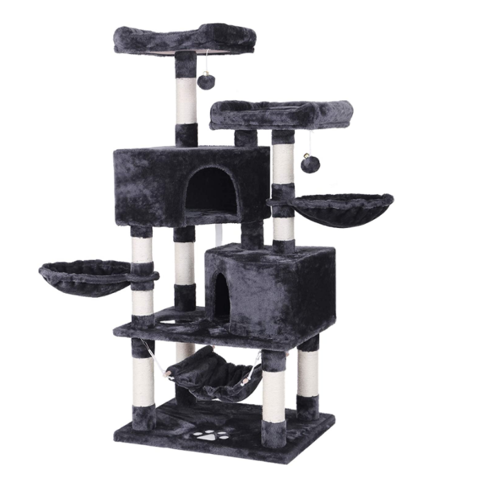 Multi-Level Cat Tree Condo with Sisal Scratching Posts, Perches, Houses, Hammock and Baskets Cat Tower Furniture