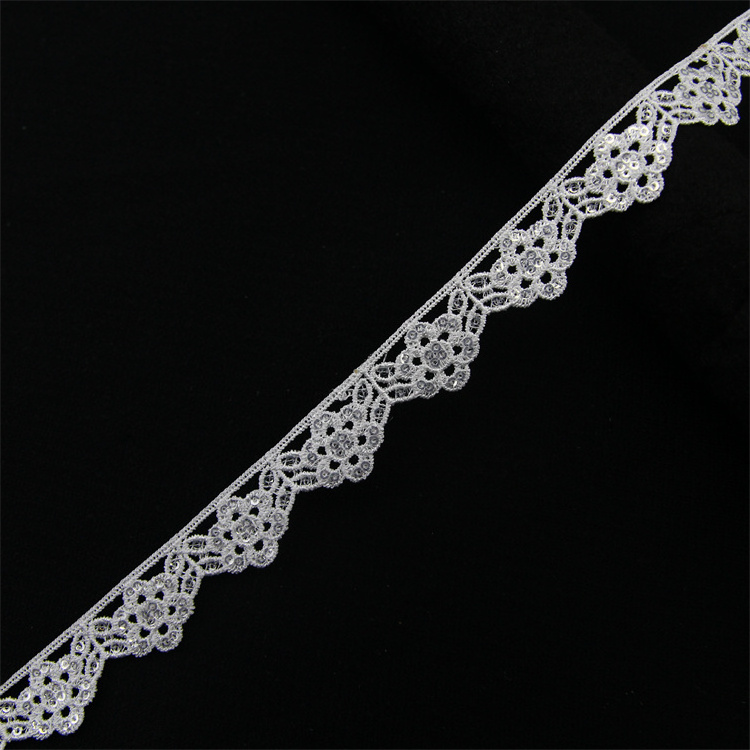 Chinese High Quality White Cotton Lace Ribbons Trimming Swiss Cotton Milk Silk Water Soluble For Home Textiles Curtains