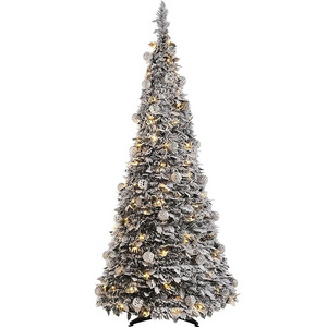 Snowing Flocked Artificial Prelit Pop-up Christmas Tree With Warm Led Light