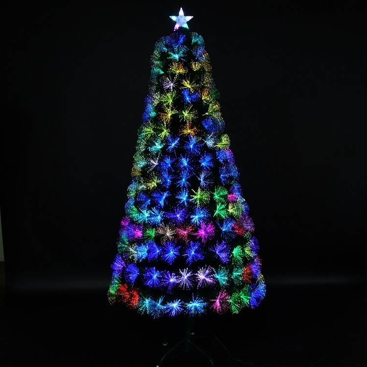 Customized Xmas Tree Pre-lit Fiber Optic Christmas Trees With Metal Stand