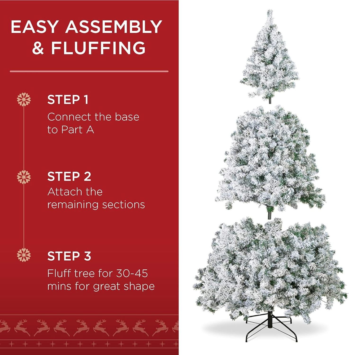 Custom Pre-Lit Christmas Tree Artificial Snow Flocked Pine Tree for Home, Office, Party Decoration