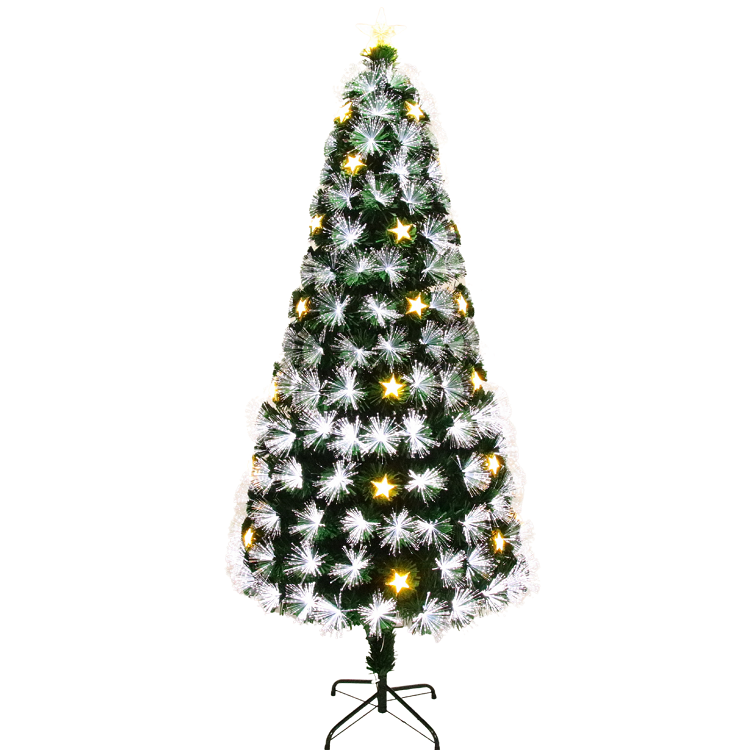 Plastic Decorative Outdoor Fiber Optic Christmas Tree With Metal Stand