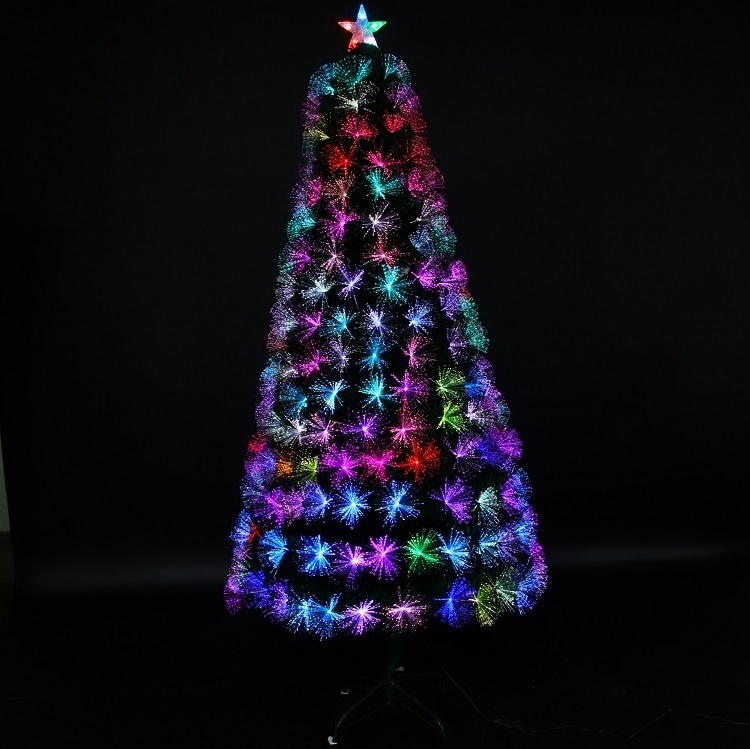 Customized Xmas Tree Pre-lit Fiber Optic Christmas Trees With Metal Stand