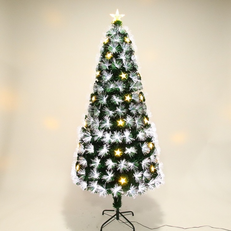 Plastic Decorative Outdoor Fiber Optic Christmas Tree With Metal Stand