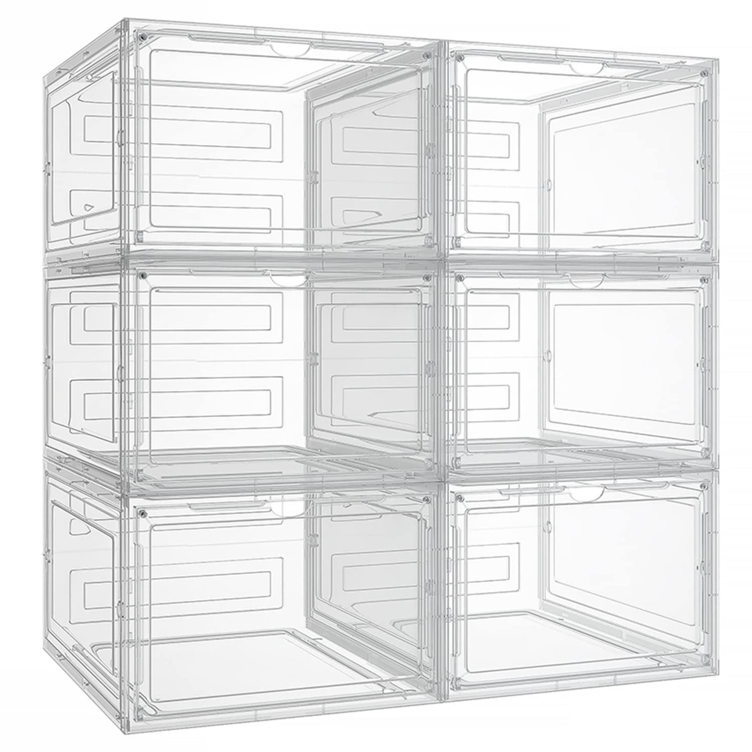 Stackable Acrylic Shoe Storage Box  Shoe Organizer for Closet Space Saving Foldable Shoe Sneaker Containers Bins Holders