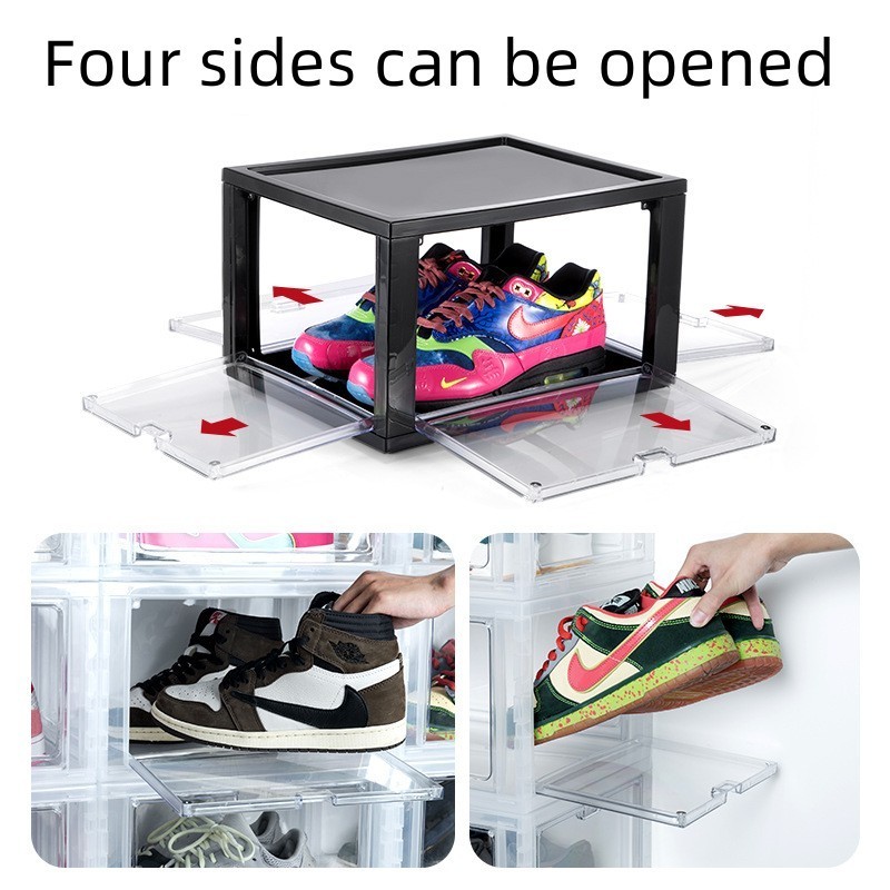 DIY Multipurpose Toy Boxes Organizer with Clear Lid for Closet Entryway Kitchen Home Stackable Soft Plastic Shoe Storage