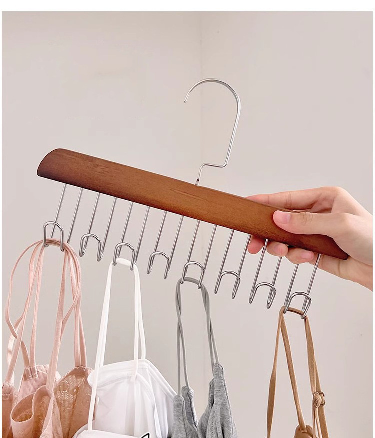 Wholesale Customized Multifunctional Space Saving Wooden Clothes Hangers Hook For Home Tie Clothes Hang Dormitory Belt