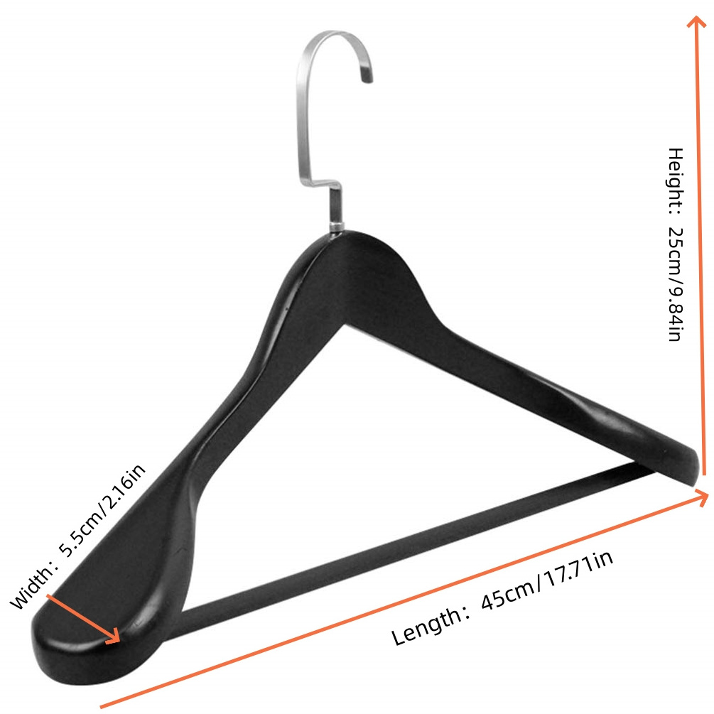 Wholesale custom hook wooden hanger suit black wood hanger high-grade wide shoulder hotel cedar wood hanger