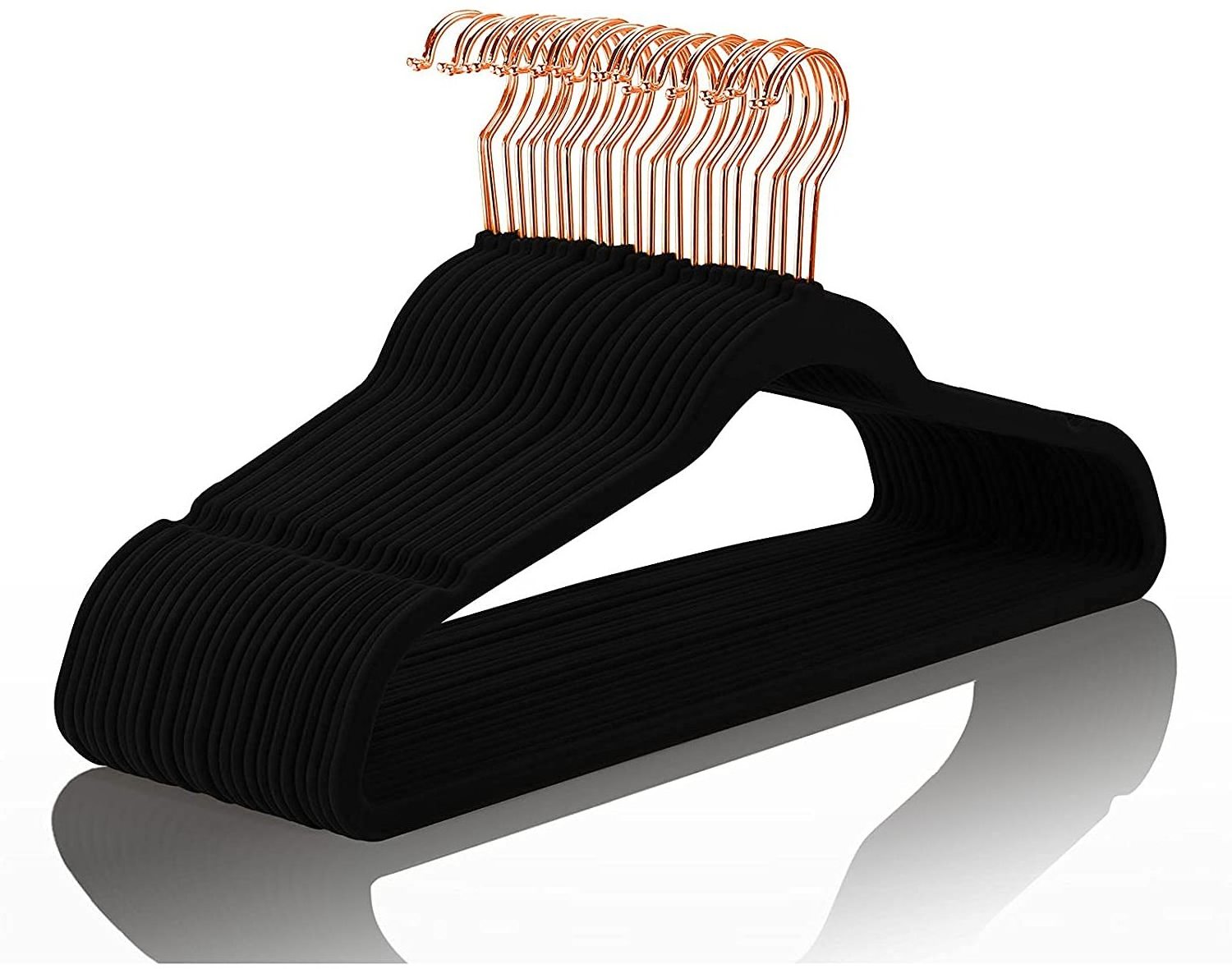 Wholesale Non-Slip Rose Gold Hook Black Clothes Coat Velvet Hangers