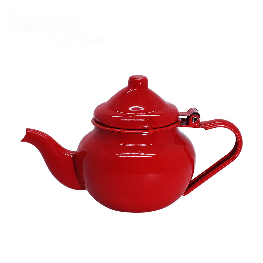 High Quality QIAN HU Thickened Small Round Enamel Espresso Outdoor Camping Coffee Pot Metal Kettle Tea Pot