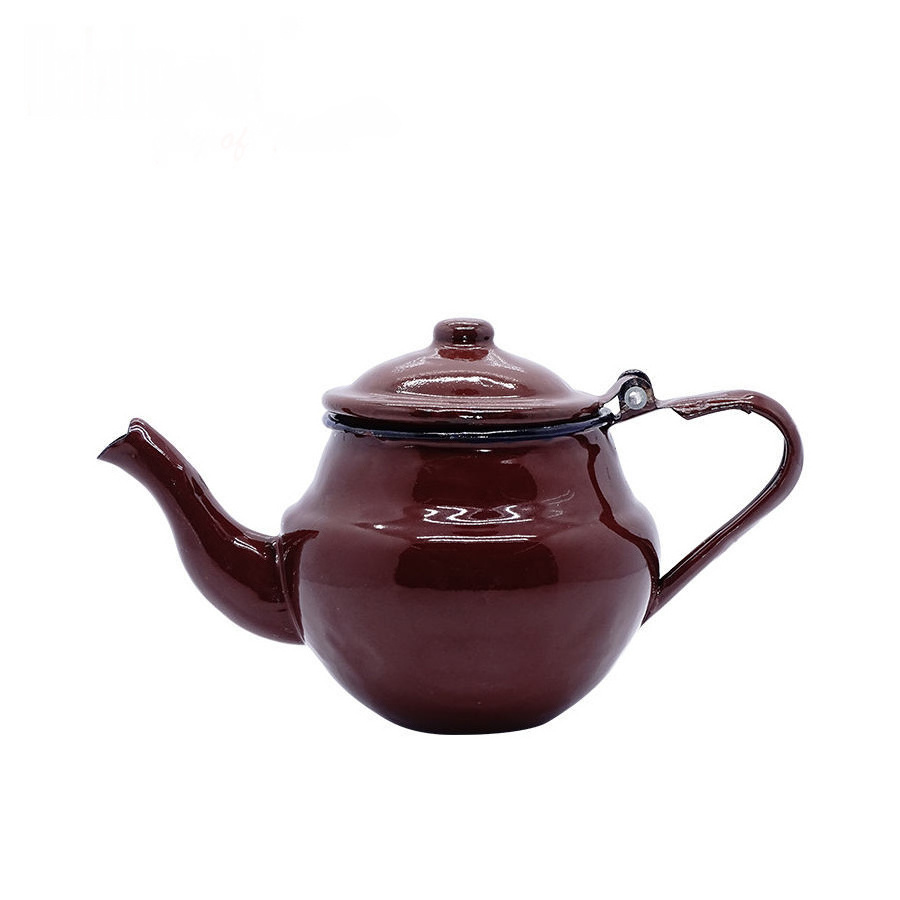 High Quality QIAN HU Thickened Small Round Enamel Espresso Outdoor Camping Coffee Pot Metal Kettle Tea Pot