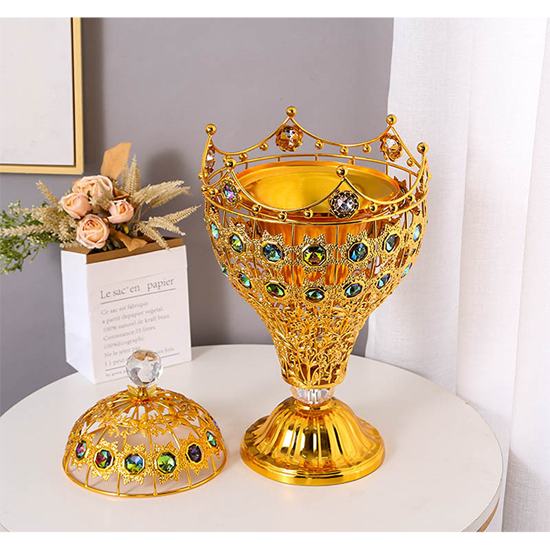 New Arrived 2023 Elegant Bakhoor Large  Metal Incense Burner Plate Gold Arabic Perfume Censer Charcoal Incense Burners Holder