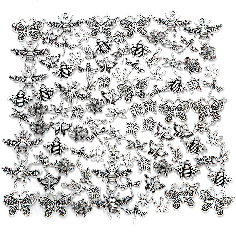 YuenZ 100 pcs/bag Mix Metal Zinc Alloy Butterfly Bee insect Charms Fit Jewelry Pendant For DIY Necklace Bracelet Jewelry Making