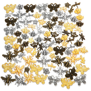 YuenZ 100 pcs/bag Mix Metal Zinc Alloy Butterfly Bee insect Charms Fit Jewelry Pendant For DIY Necklace Bracelet Jewelry Making