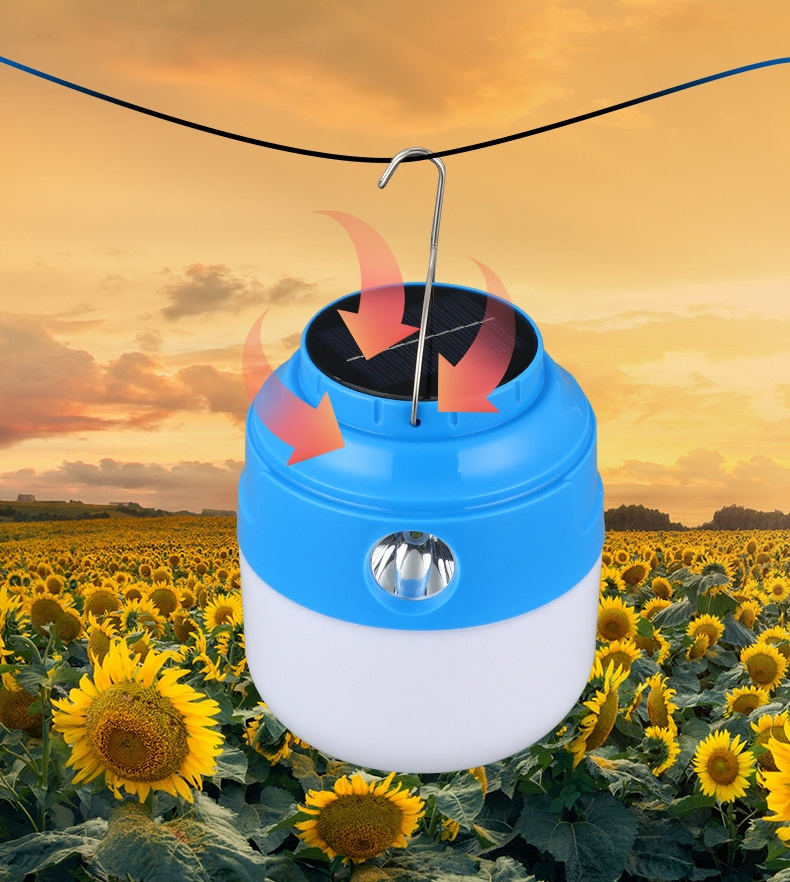 Outdoor Solar Camping Lanterns LED Light USB Rechargeable Bulb For Tent Lamp Portable Emergency Hiking Lights For Garden