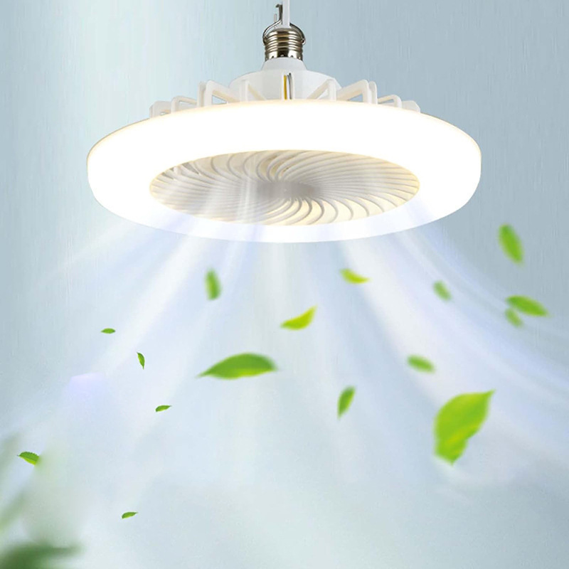 360 Swivel Adjustable Angle Cool Fan Modern Simple Round Small E27 LED Socket Ceiling Fan Light