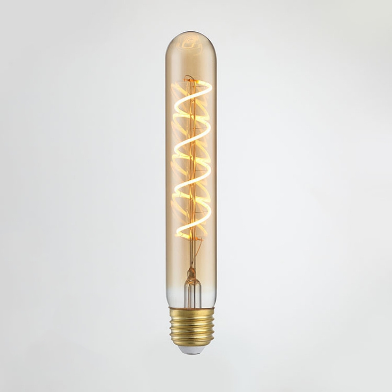 Edison bulb T125 long length tube led bulb spiral led filament 4w dimmable 220v E27 vintage light bulb amber