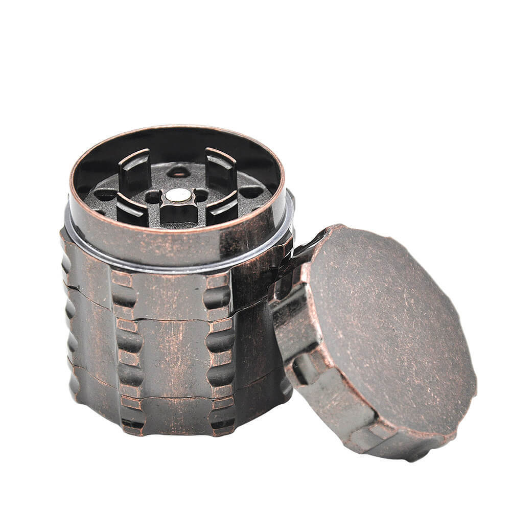 45mm Zinc Alloy Metal Herb Grinder Custom Logo Tobacco Grinder 4 Pieces Blade Teeth Bronze Copper Color