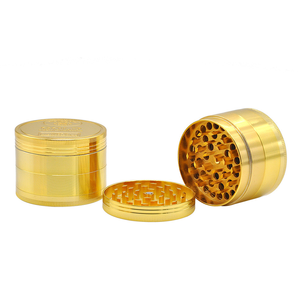 Diameter 2.3 Inch Golden Coin Zinc Alloy Metal Herb Grinder Pepper Miller Spice Tobacco Crusher Smoking Accessories