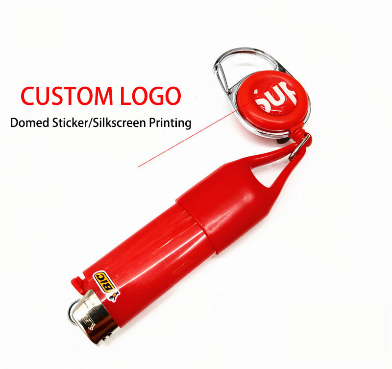 Retractable Lighter Holder Leash on Keychain Custom Logo Smoking Accessories Wholesale