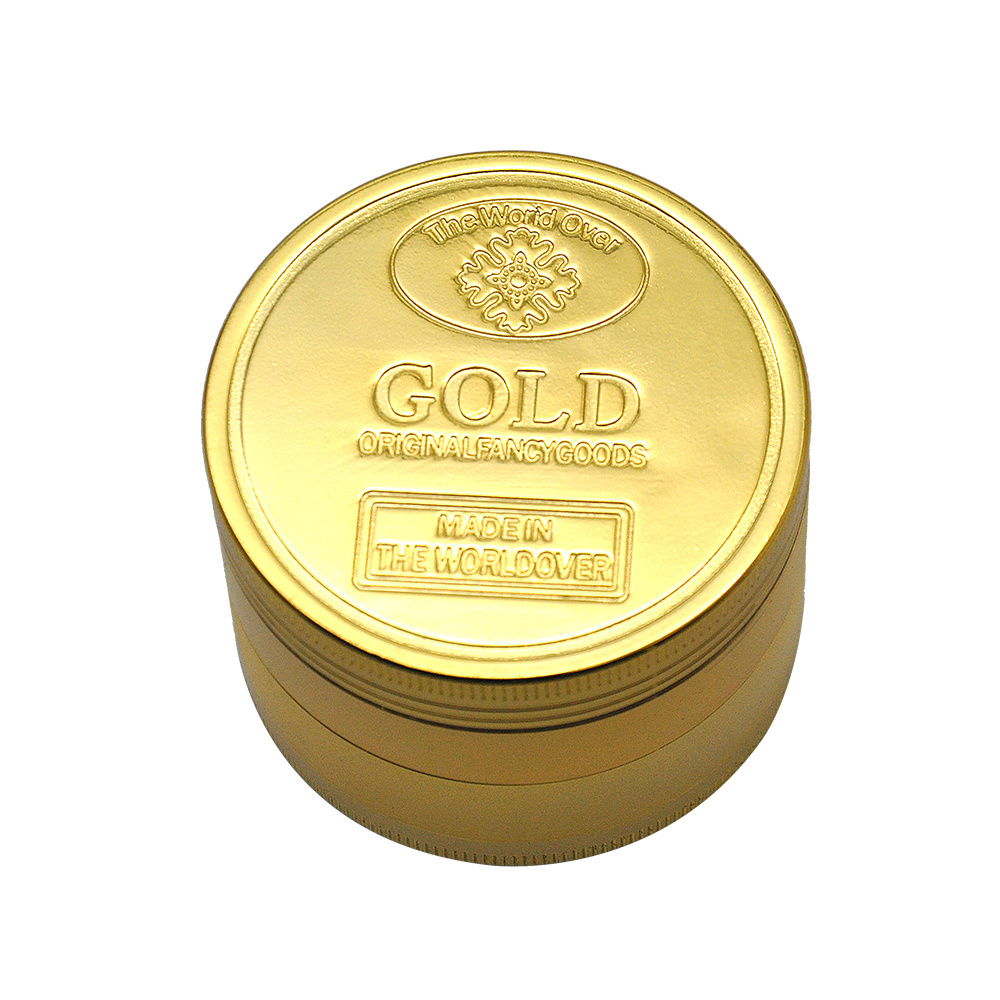 Diameter 2.3 Inch Golden Coin Zinc Alloy Metal Herb Grinder Pepper Miller Spice Tobacco Crusher Smoking Accessories