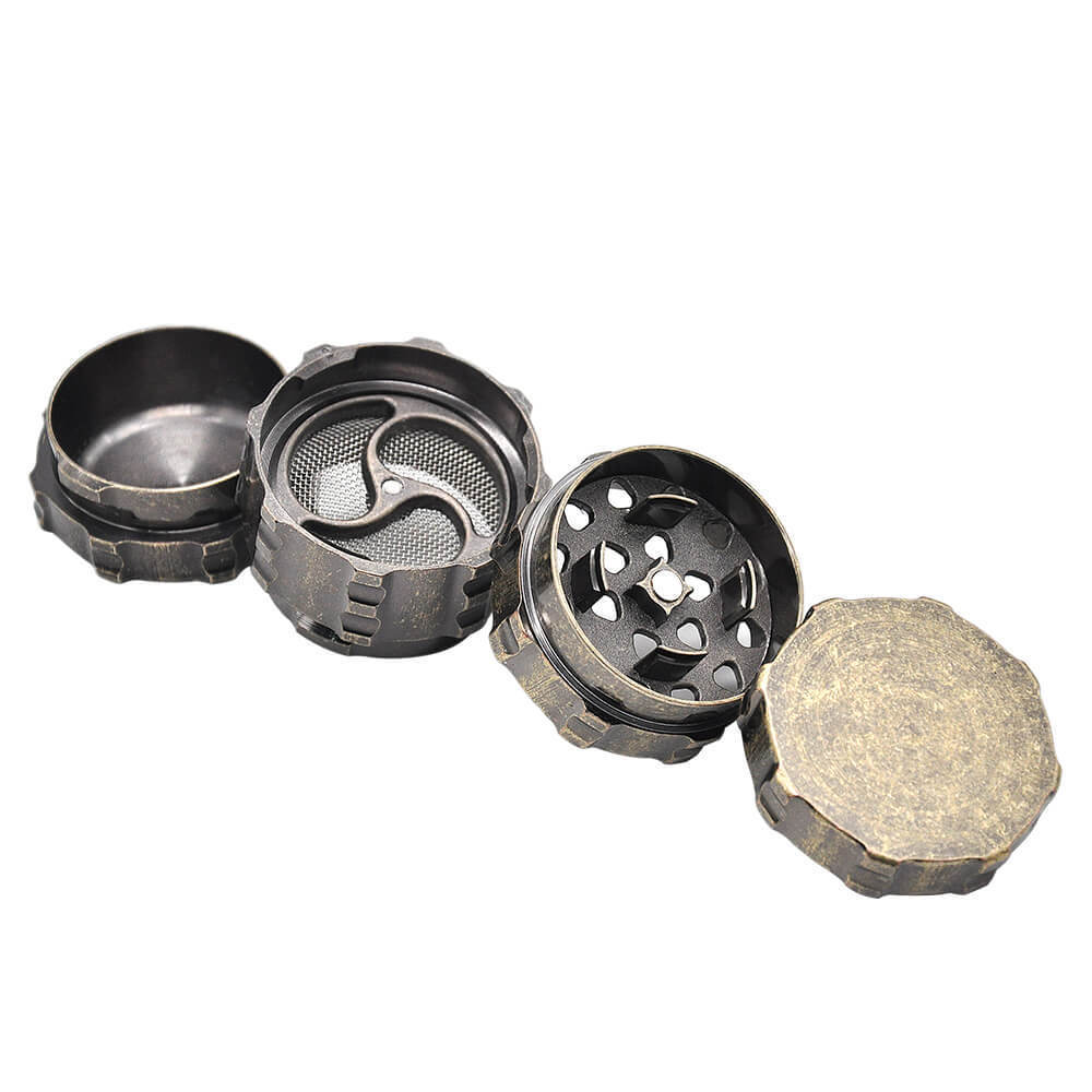 45mm Zinc Alloy Metal Herb Grinder Custom Logo Tobacco Grinder 4 Pieces Blade Teeth Bronze Copper Color