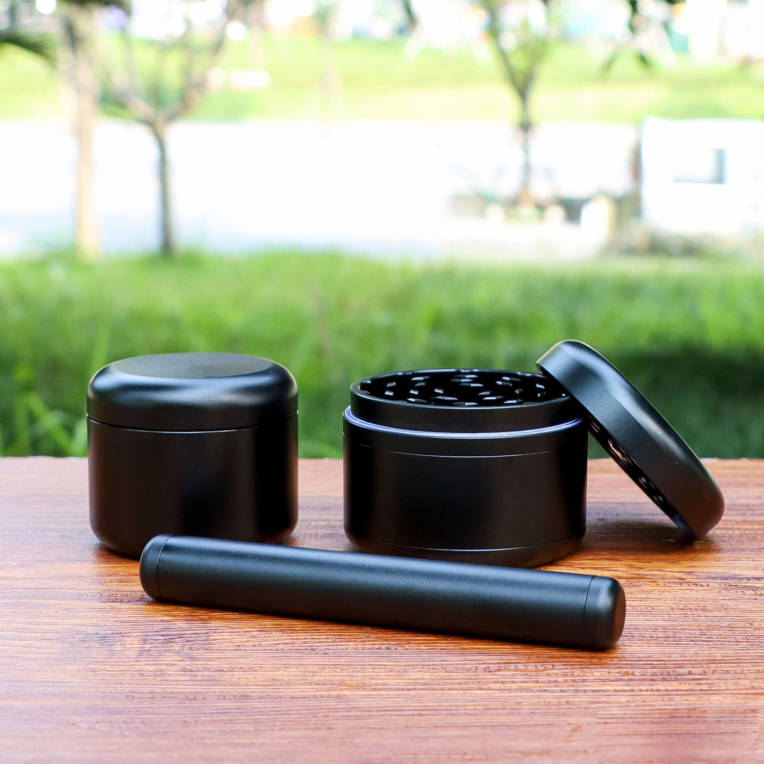 Wholesale Smoking Kit Set of Rolling Tray Grinder Ashtray Stash Jar Cigarette Tube Holder Smoking Tray Sets Smoking Grinder Kit