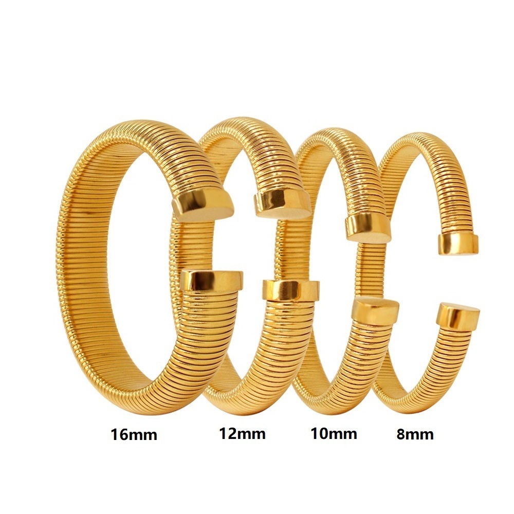 Fashion Women Jewelry 18K Gold Plated Stainless Steel Open Bracelet Simple