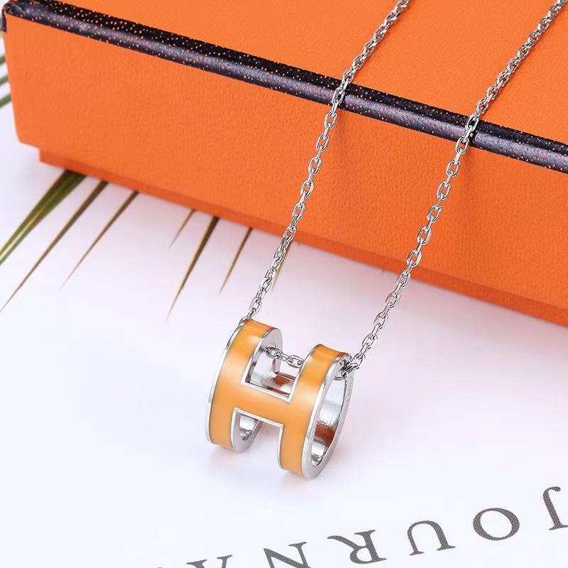 Luxury inspired designer brand jewelry letter H pendant stainless steel necklace for women designer jewelry catalog