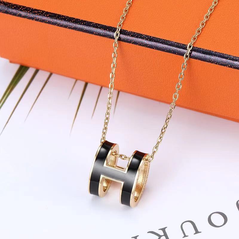 Luxury inspired designer brand jewelry letter H pendant stainless steel necklace for women designer jewelry catalog