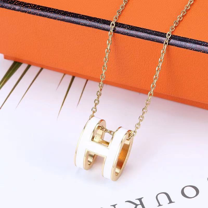 Luxury inspired designer brand jewelry letter H pendant stainless steel necklace for women designer jewelry catalog