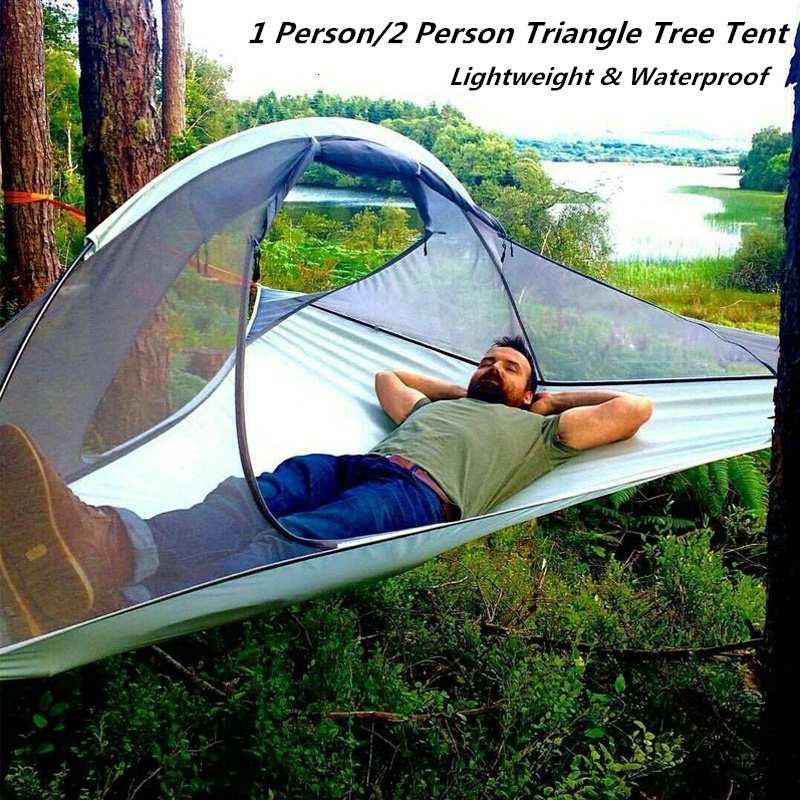 Factory Hot Sale 1-2 Person outdoor triangle hanging tent High suspended Camping Hanging Tree Tent