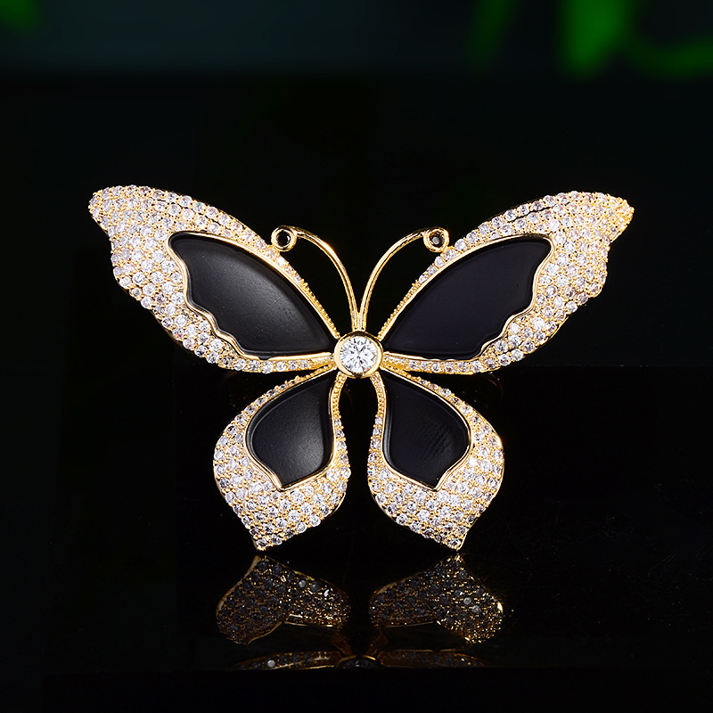 ZHIWEI zirconium butterfly brooch high-class sense of hand-painted enamel chic insect corsage high-end coat suit brooch