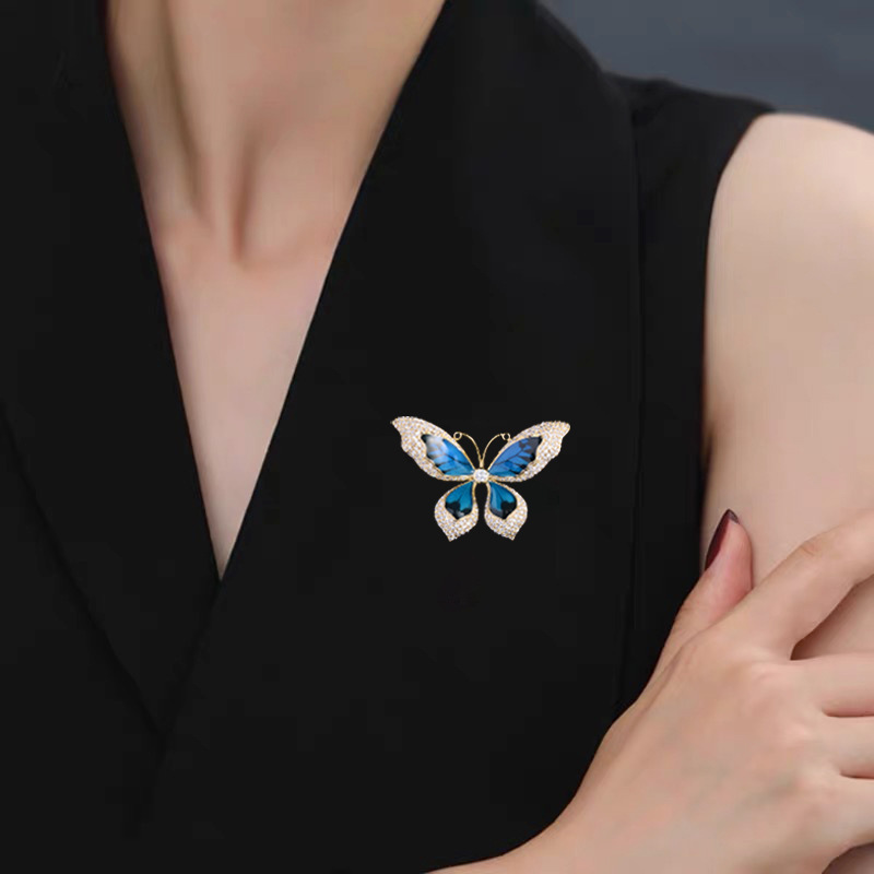 ZHIWEI zirconium butterfly brooch high-class sense of hand-painted enamel chic insect corsage high-end coat suit brooch